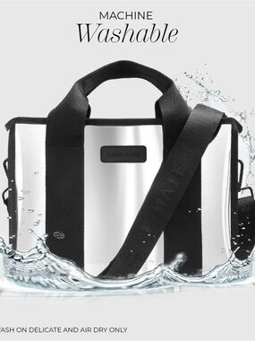New Case-Mate Silver Chrome Mini Zip Tote Crossbody Beach Bag Stadium Approved